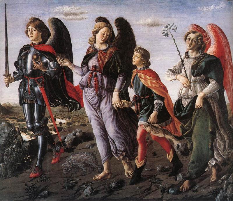 BOTTICINI, Francesco The Three Archangels with Tobias f France oil painting art